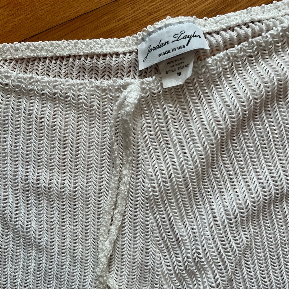 White Ribbed Wide-Leg Pants - Picture 2 of 4